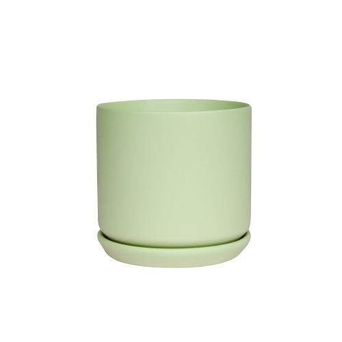Cylinder Pot With Saucer Matte Sage