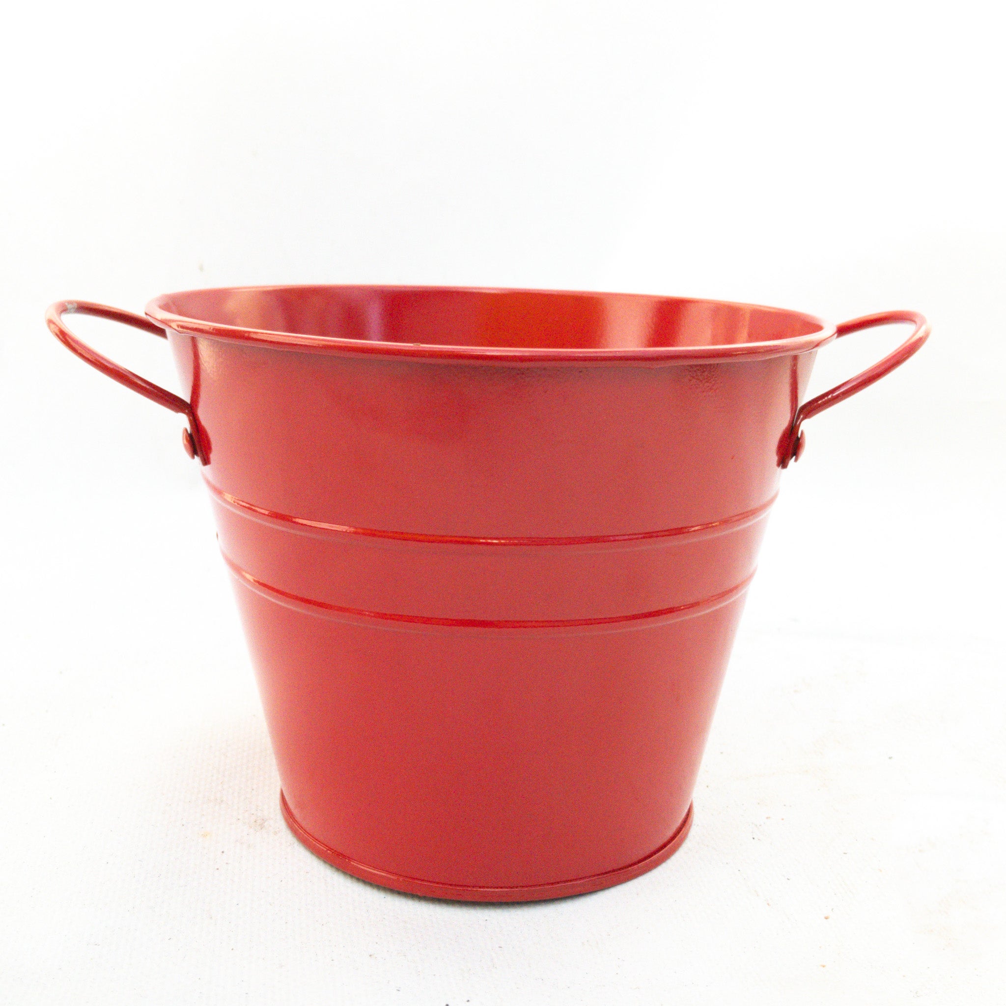 Tin Bucket Red With Handles